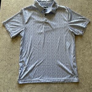 PGA TOUR Men's Small Blue & White Golf Patterned Polo Shirt